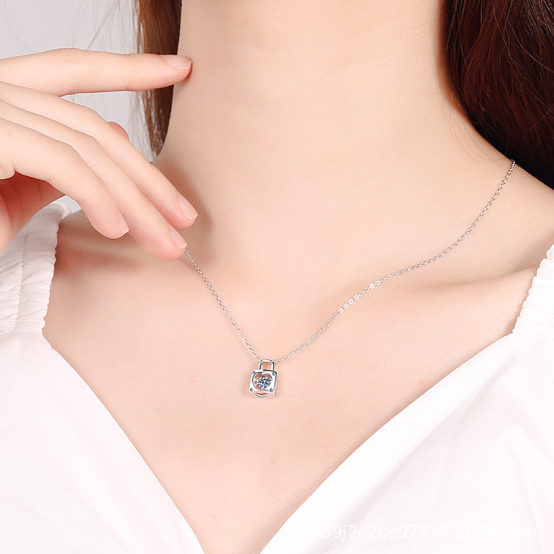 Wholesale S925 Sterling Silver Moissanite Lock Smart Necklace